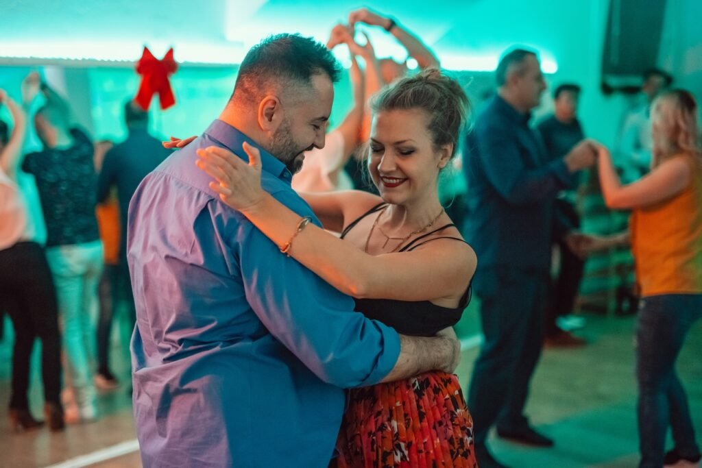 Salsa dancing at a party